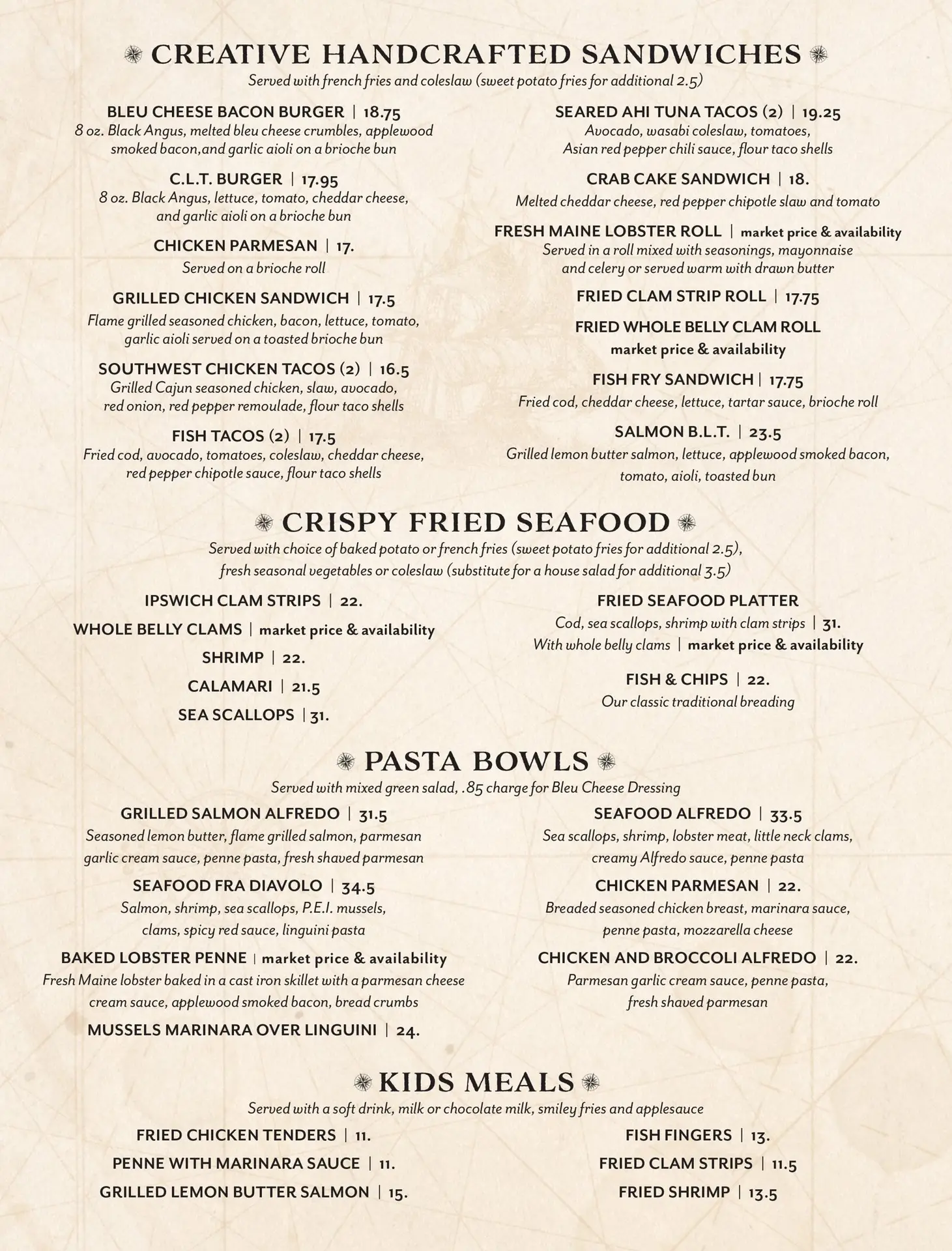 Salmon Run Fish House menu, page 2